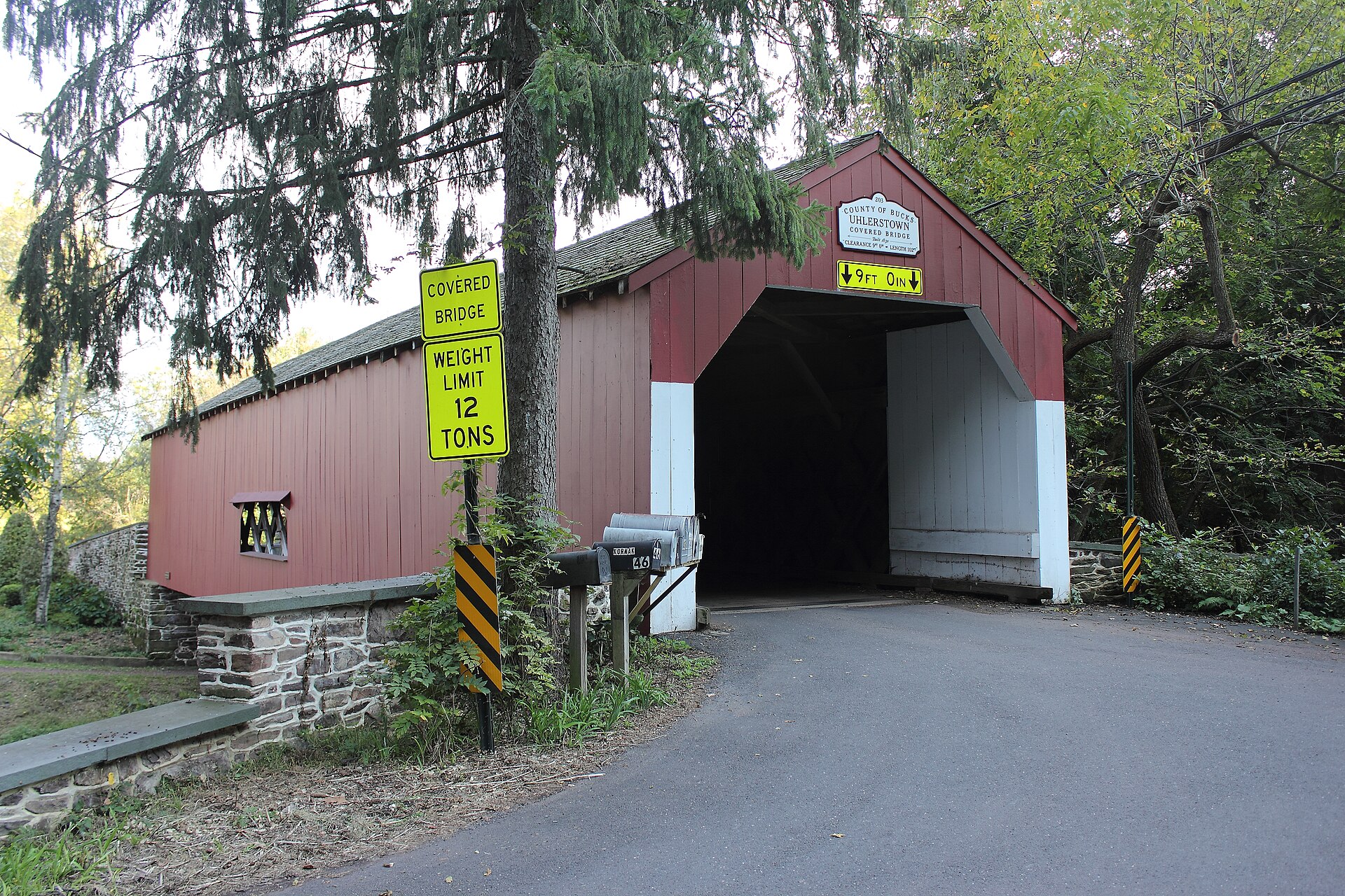 The Uhlerstown covered bridge over the canal in Upper Bucks County, Pennsylvania